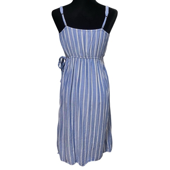 Hollister Blue White Striped Coastal Beachy Nautical Wrap Dress Size Small - Picture 4 of 7